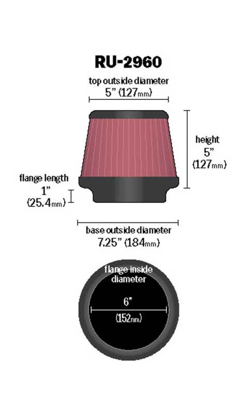 KN Universal Air Filter - Technical Drawing