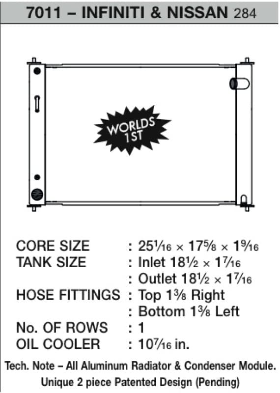 CSF Radiators - Aluminum - Technical Drawing