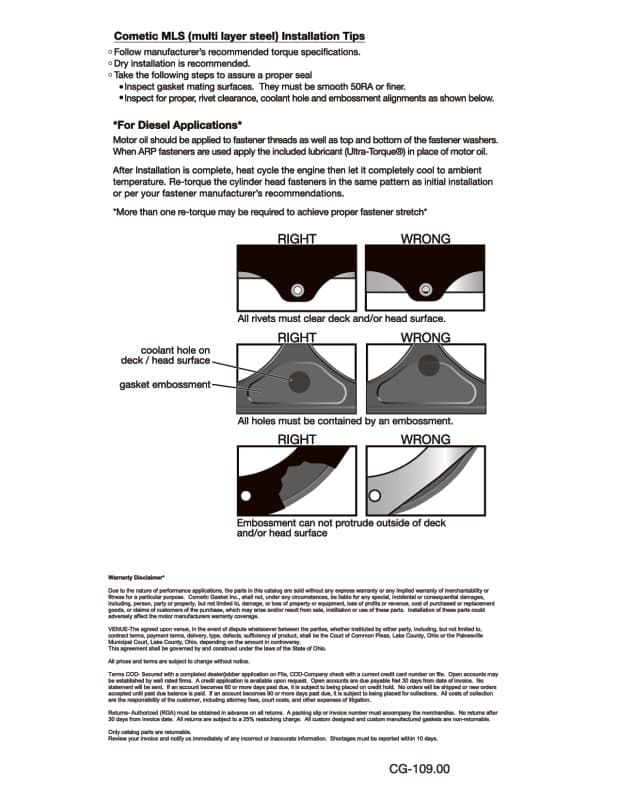 CG Head Gaskets - Installation Instructions