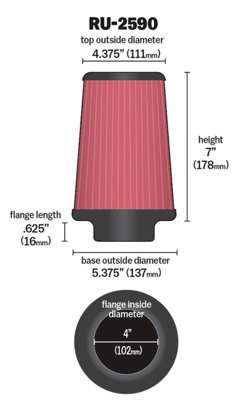 KN Universal Air Filter - Technical Drawing