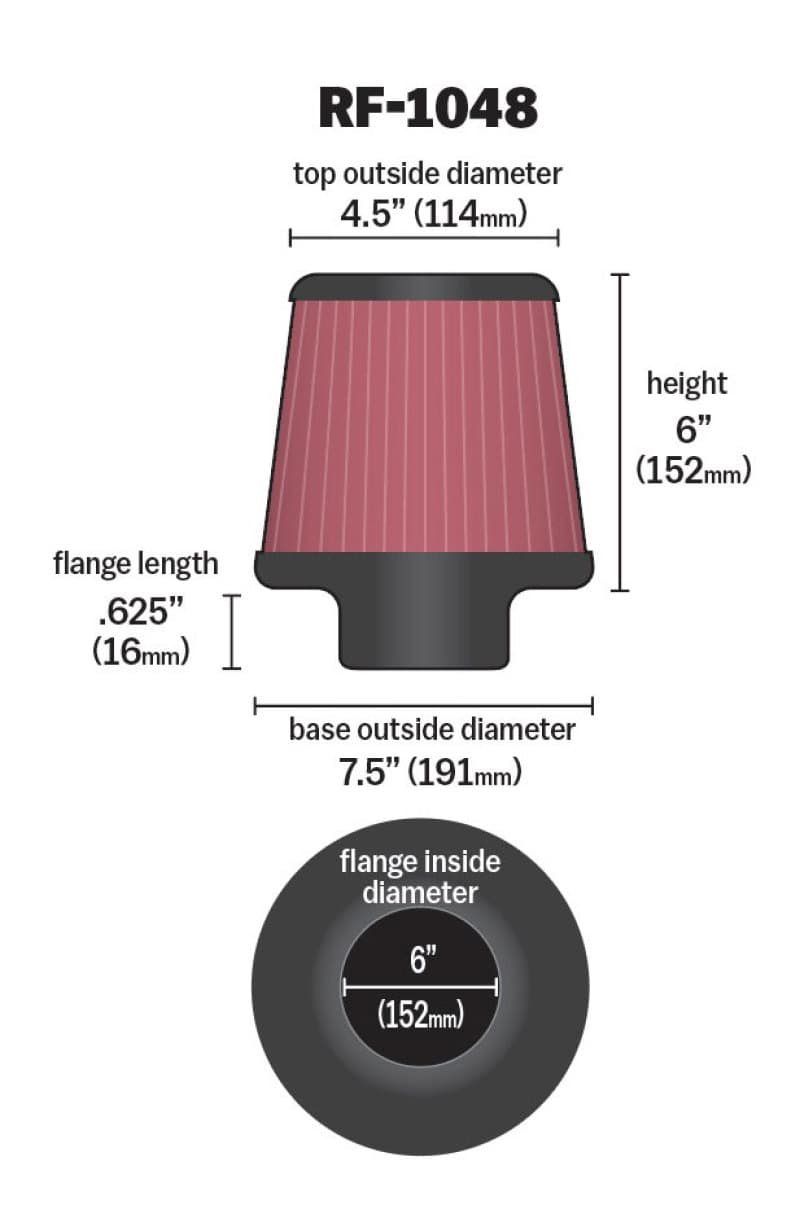 KN Universal Air Filter - Technical Drawing